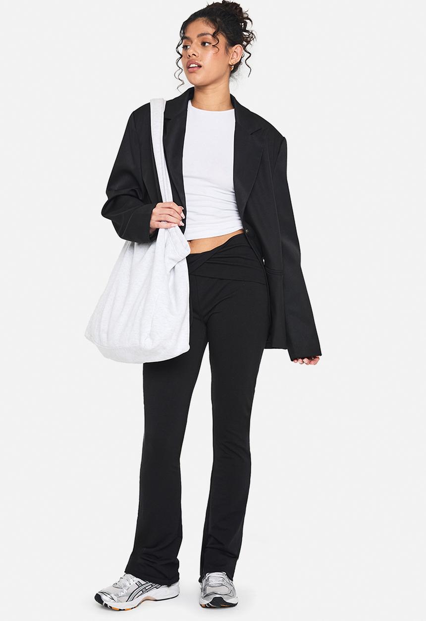 boohoo - Double layer modal jersey twist flare trouser - black