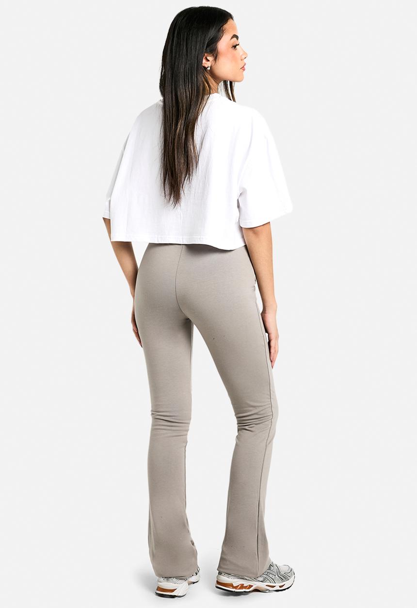 boohoo - Double layer modal jersey twist flare trouser - mushroom