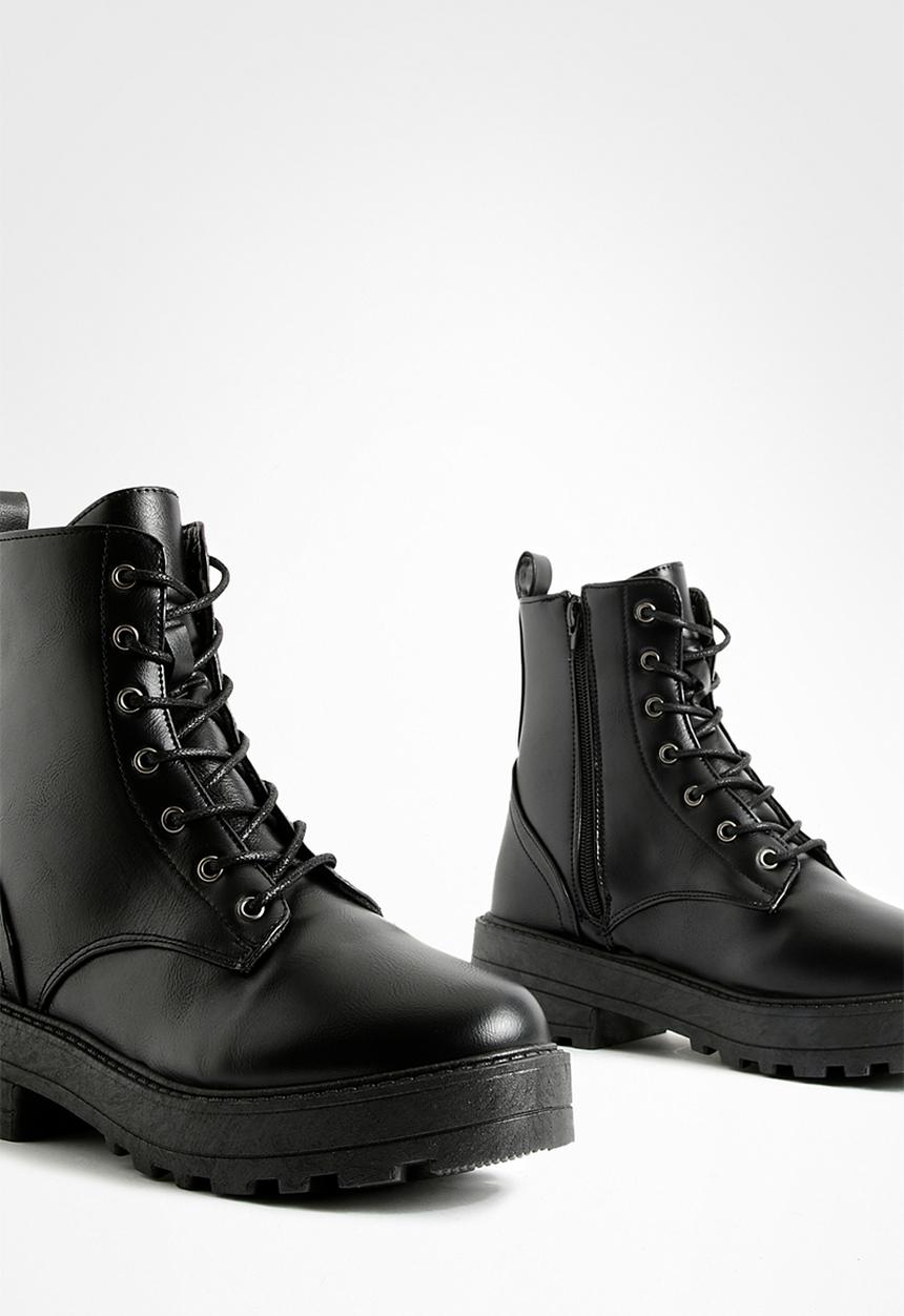 boohoo - Lace up chunky hiker boots - black