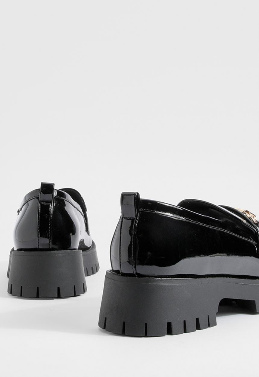 boohoo - Wide Fit Patent Chunky T Bar Loafers