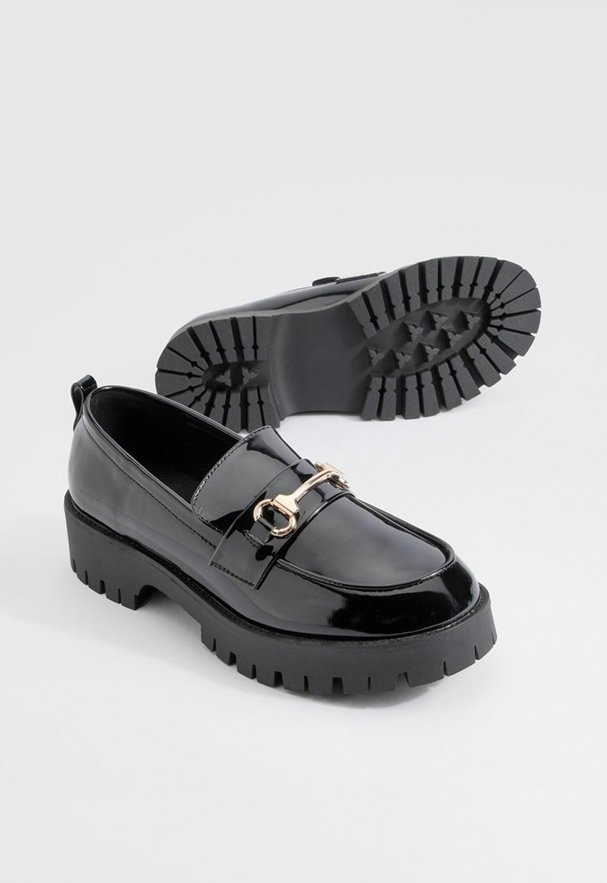 boohoo - Wide Fit Patent Chunky T Bar Loafers