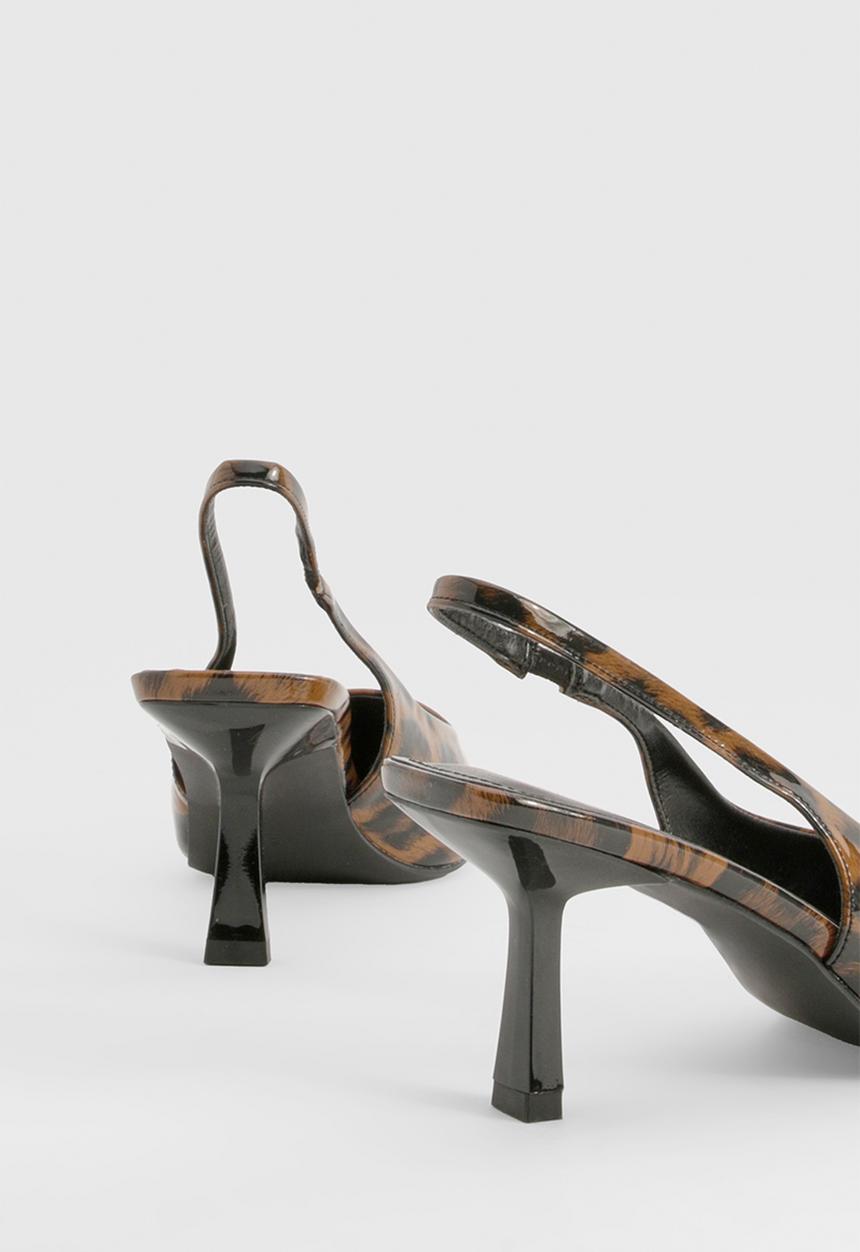 boohoo - Leopard low stiletto slingback court shoe - leopard