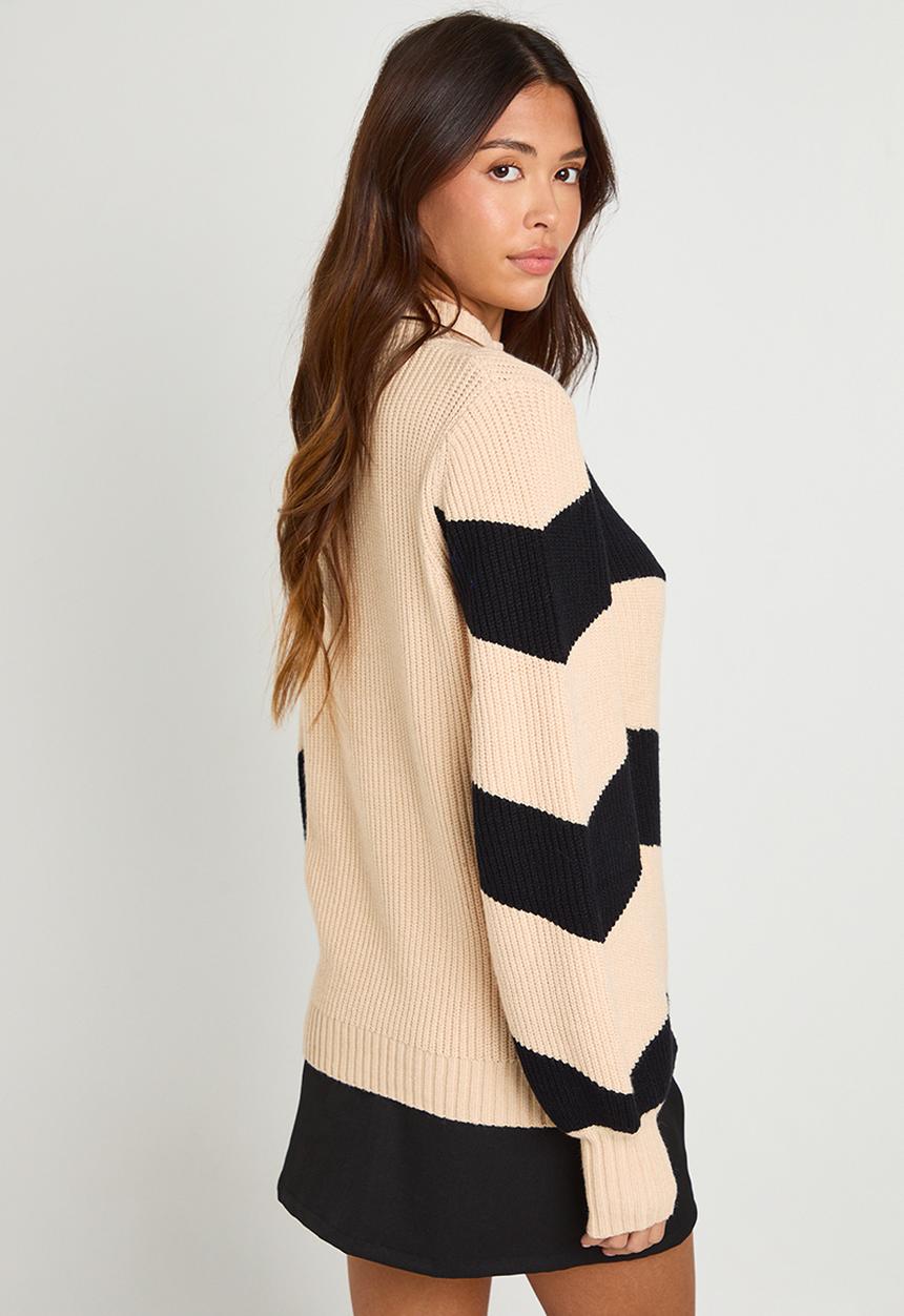 boohoo - High neck stripe jumper - black