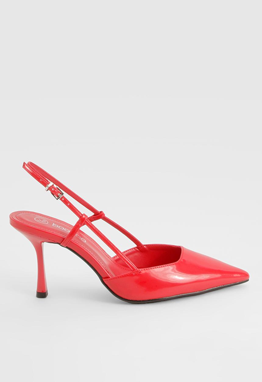 boohoo - Slingback box pointed court shoes - red