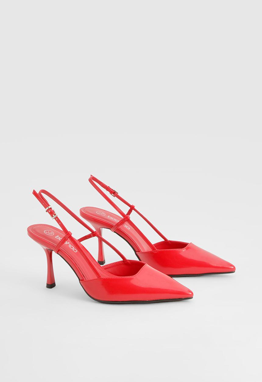 boohoo - Slingback box pointed court shoes - red