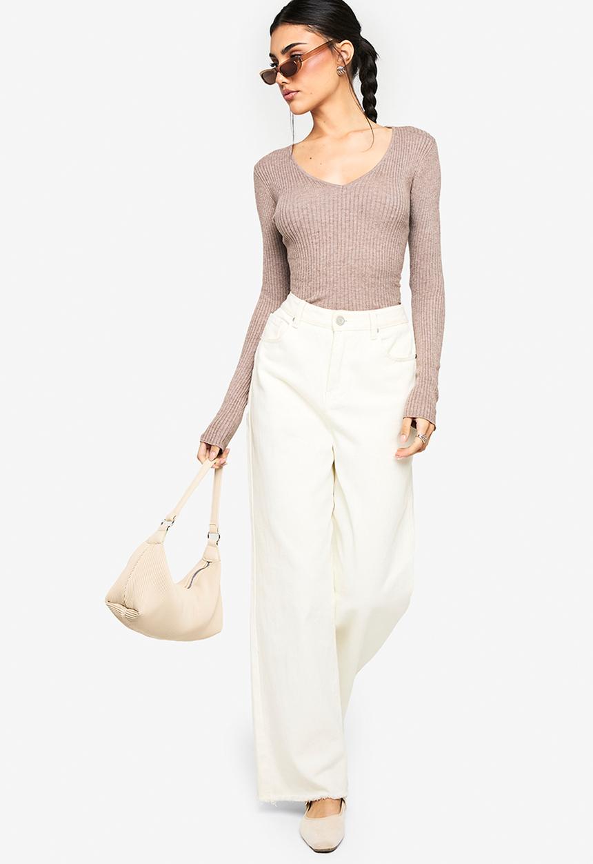 boohoo - Twist back detail rib jumper - oatmeal