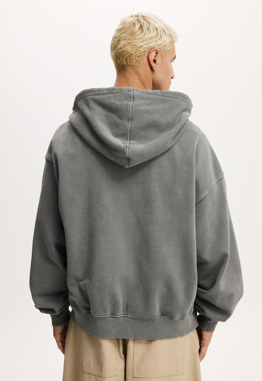 Cropped Zip Up Hoodie - Slate Stone Wash