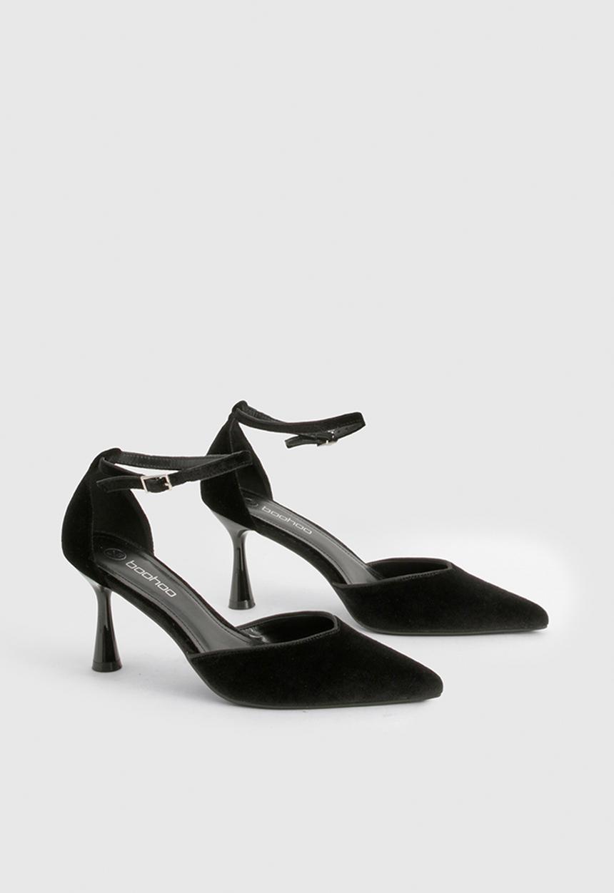 boohoo - Velvet two part court shoes - black