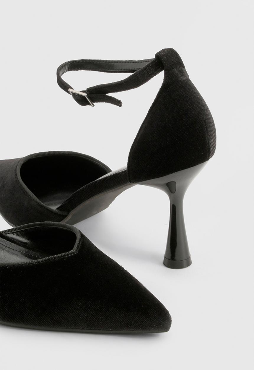 boohoo - Velvet two part court shoes - black