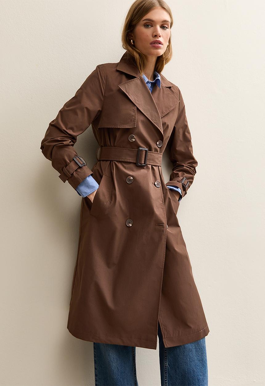 New Look - Double Breasted Trench Coat- dark brown