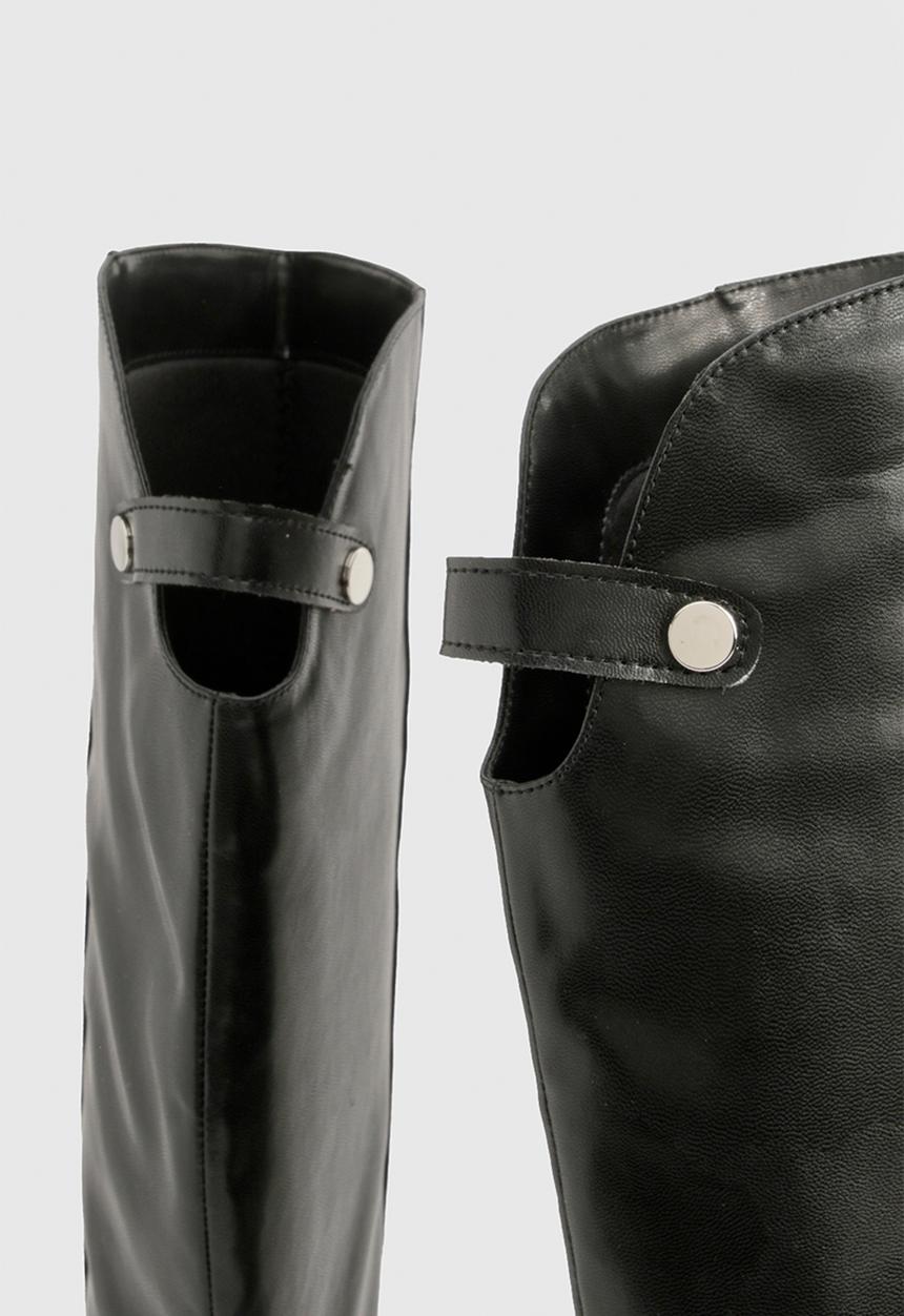 boohoo - Wide fit curved stiletto knee high boots - black