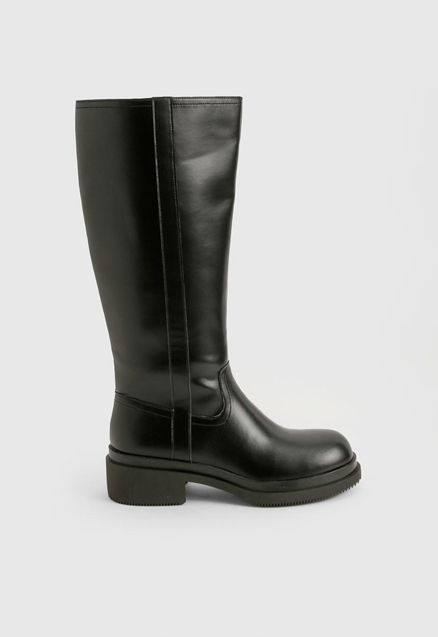 boohoo - Chunky column knee high boots - black