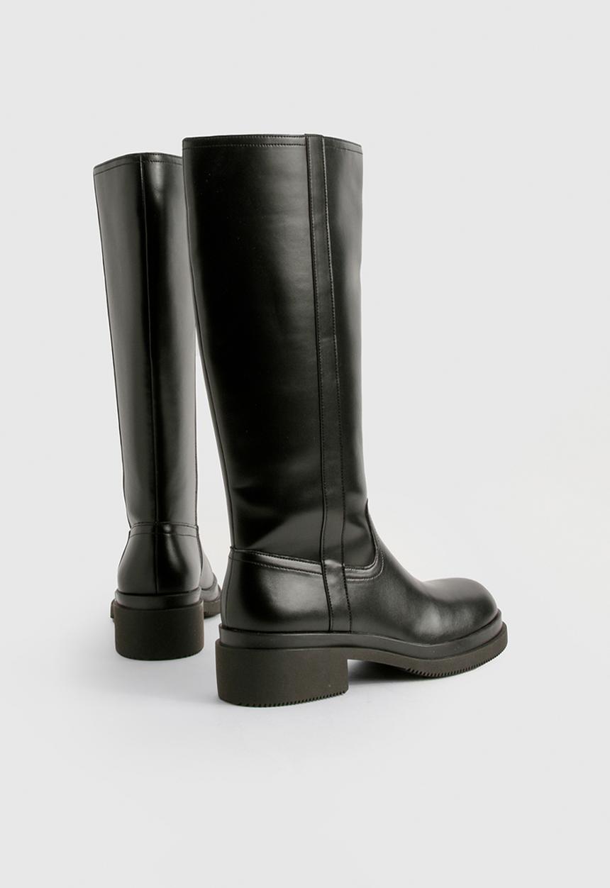 boohoo - Chunky column knee high boots - black