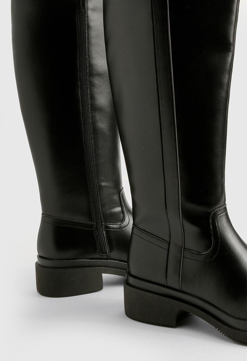 boohoo - Chunky column knee high boots - black
