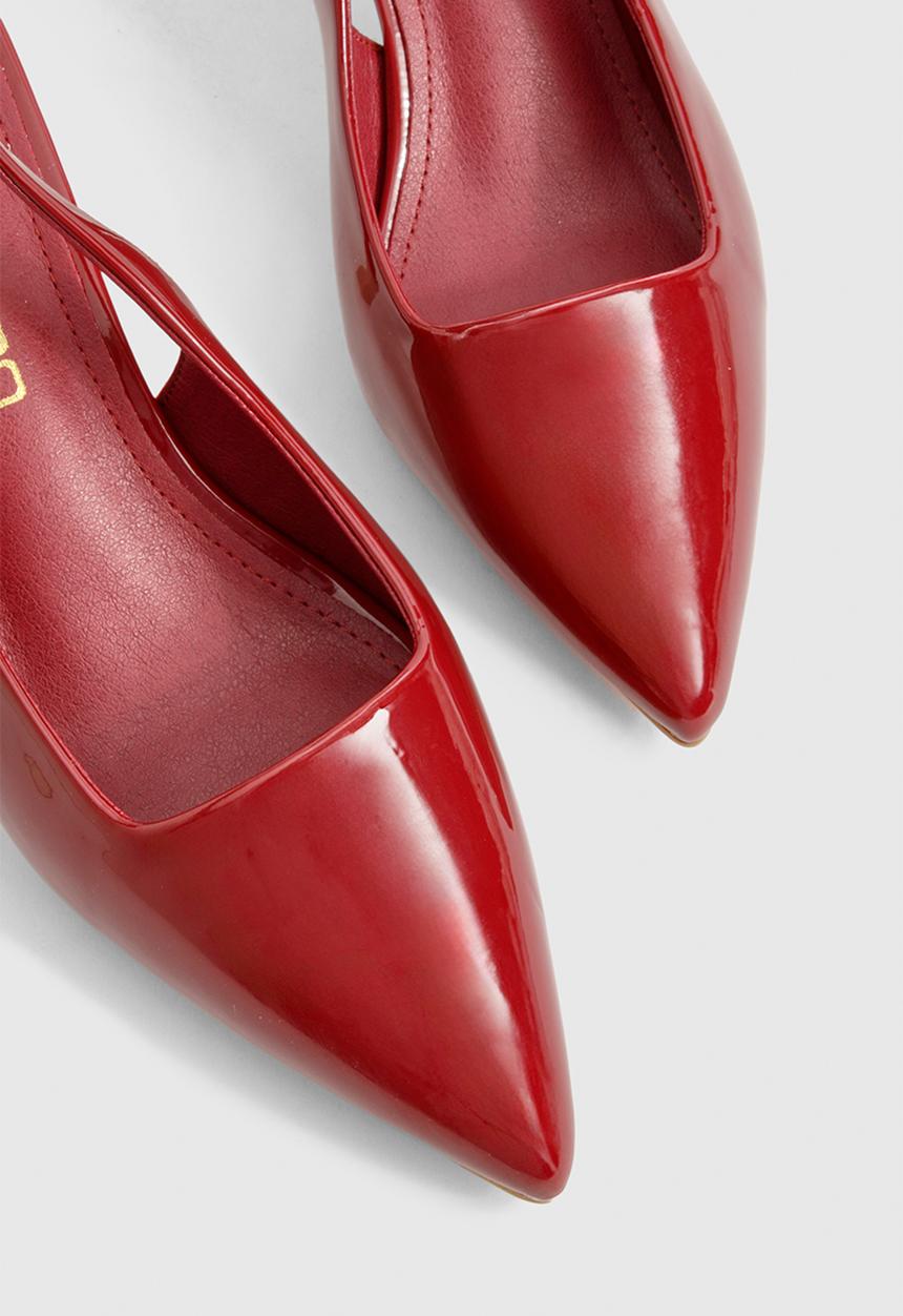 boohoo - Low stiletto slingback court shoe - red
