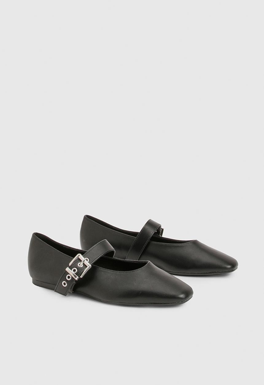boohoo - Buckle detail mary jane ballet flats - black