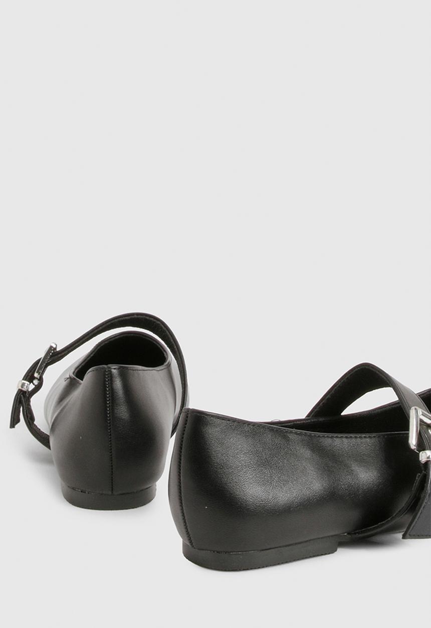 boohoo - Buckle detail mary jane ballet flats - black