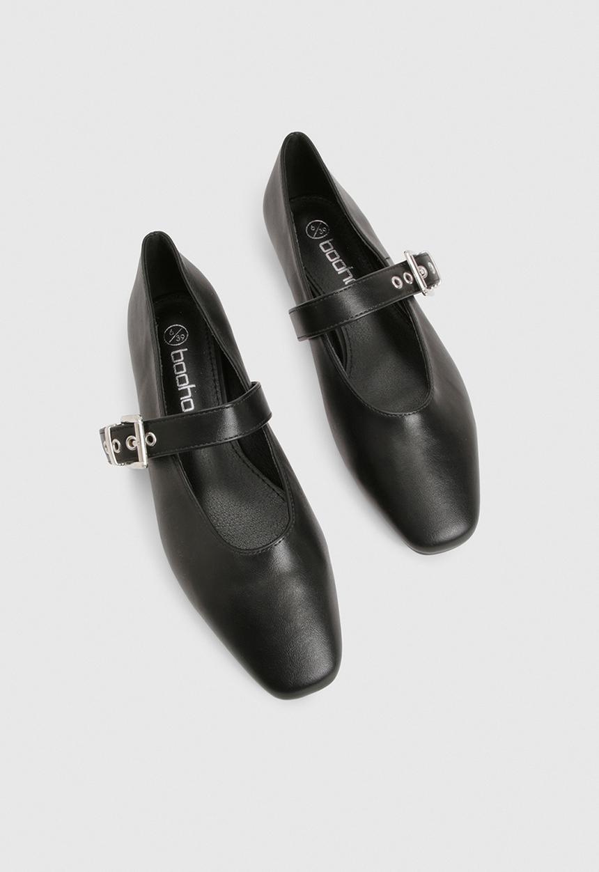 boohoo - Buckle detail mary jane ballet flats - black