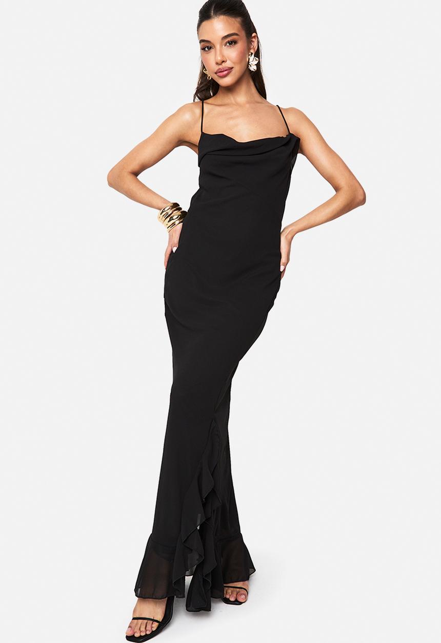 boohoo - Chiffon cowl neck maxi dress - black