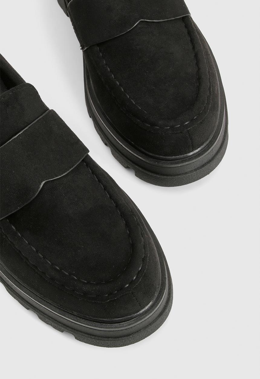 boohoo - Faux suede chunky loafers - black