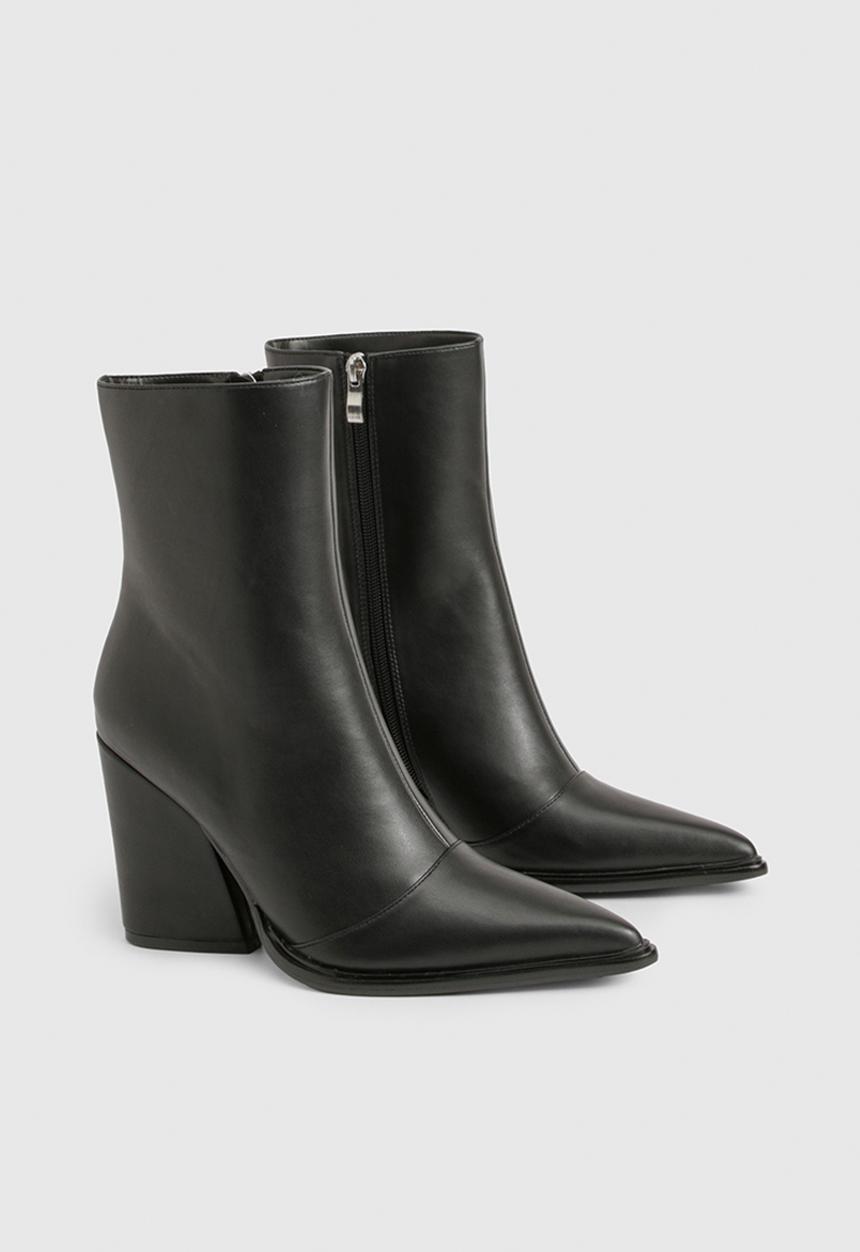 boohoo - Clean western heeled cowboy boots - black