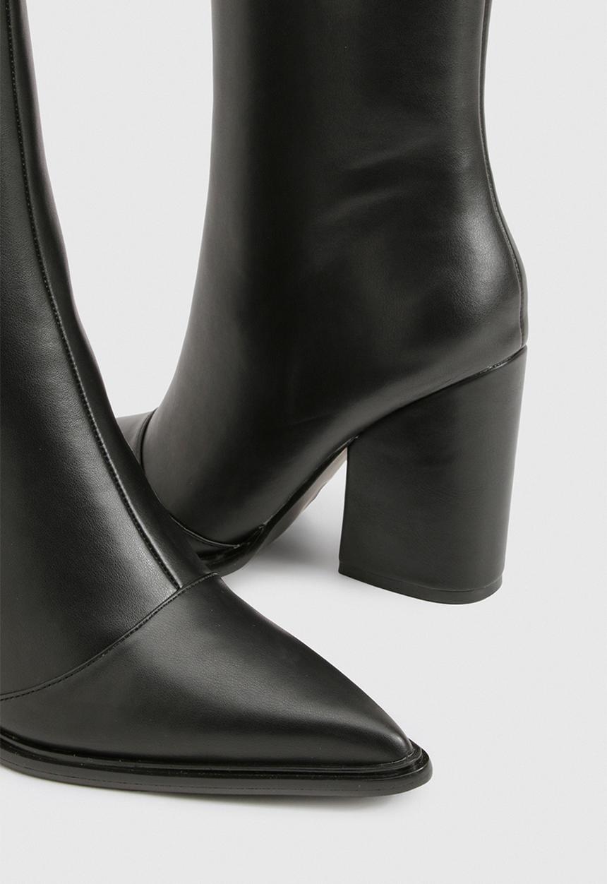boohoo - Clean western heeled cowboy boots - black