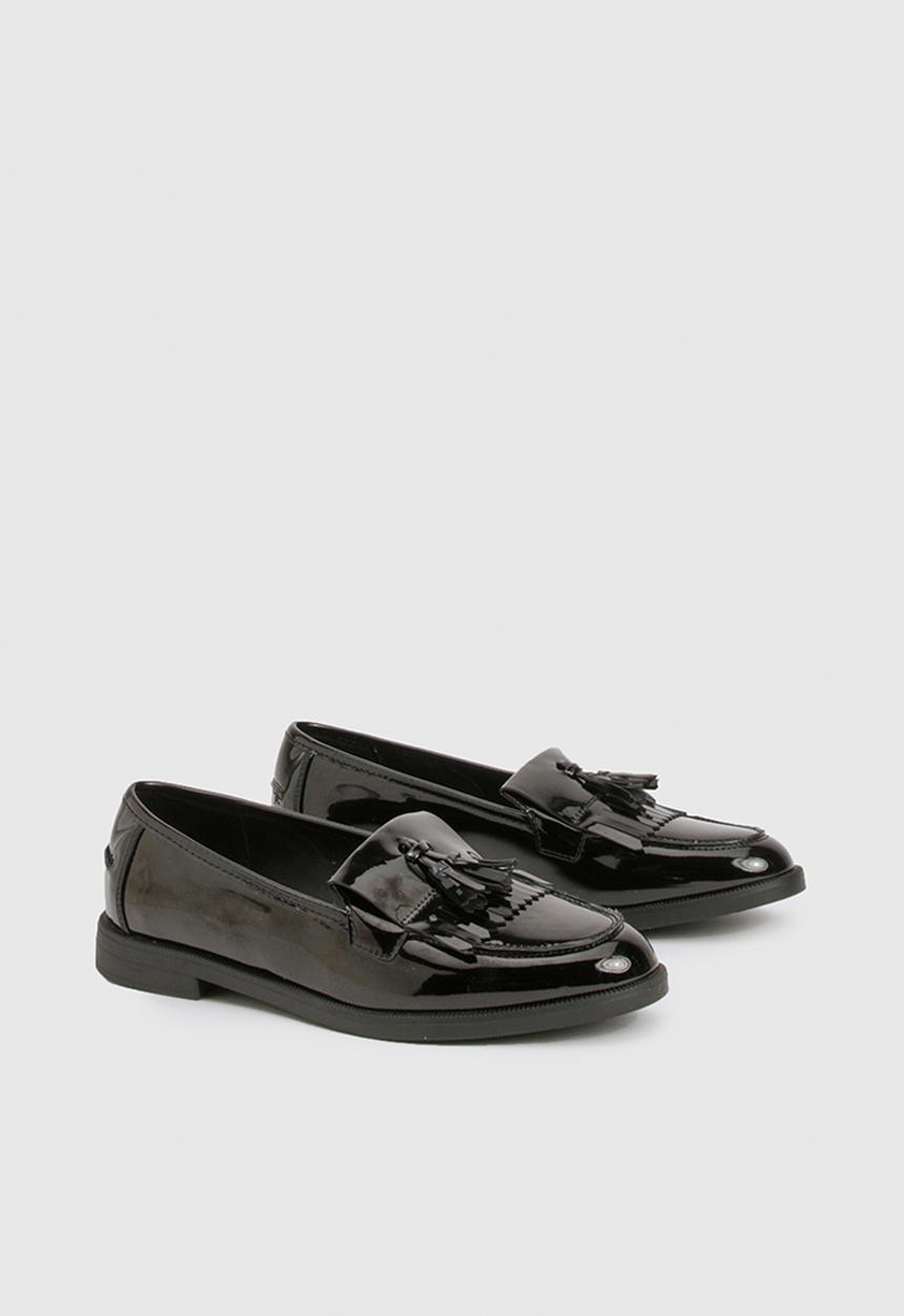 boohoo - Patent tassel loafers - black