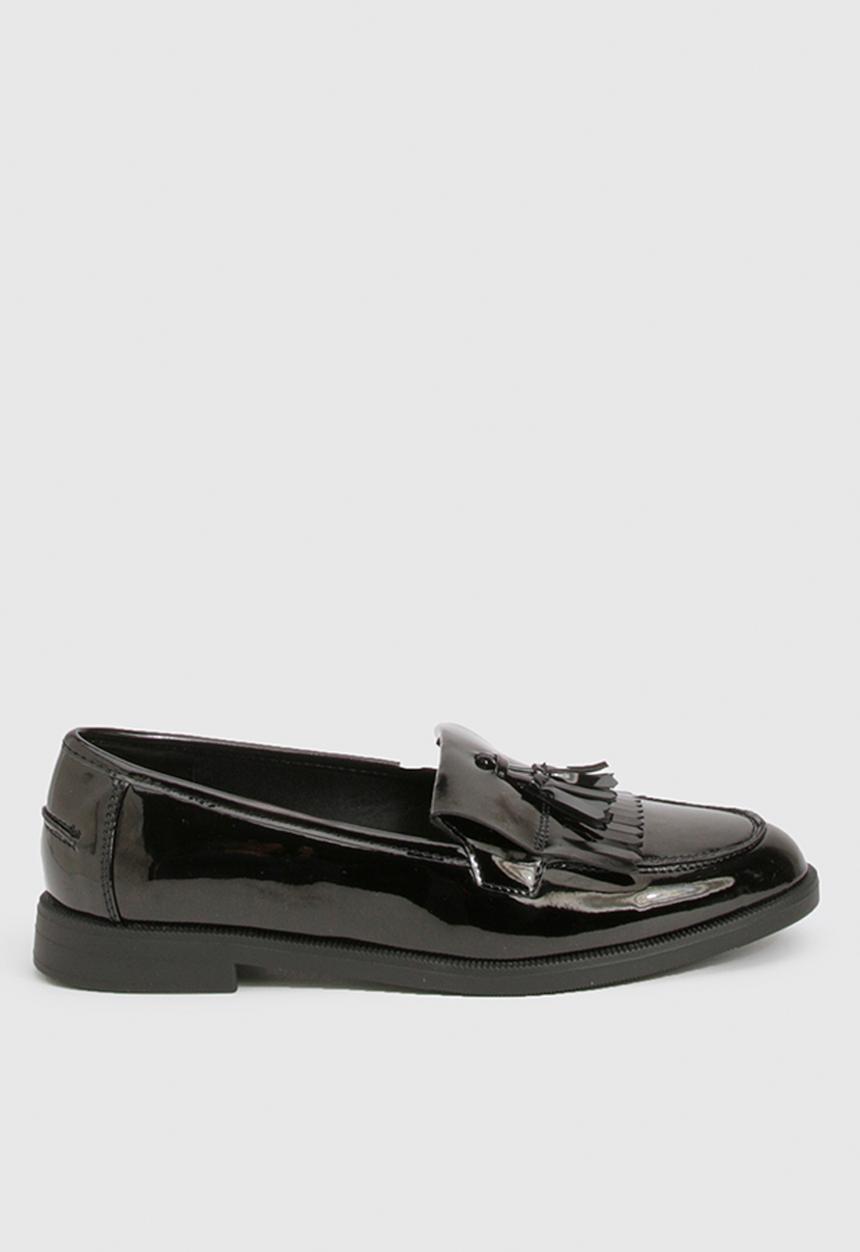 boohoo - Patent tassel loafers - black