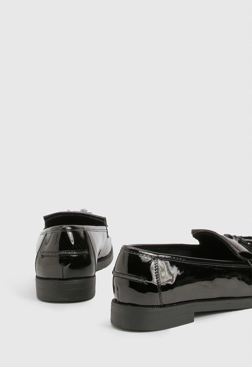 boohoo - Patent tassel loafers - black