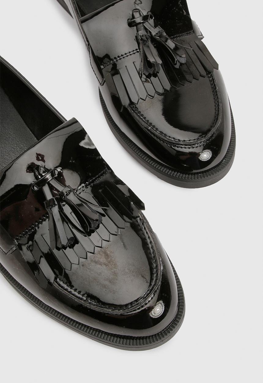 boohoo - Patent tassel loafers - black