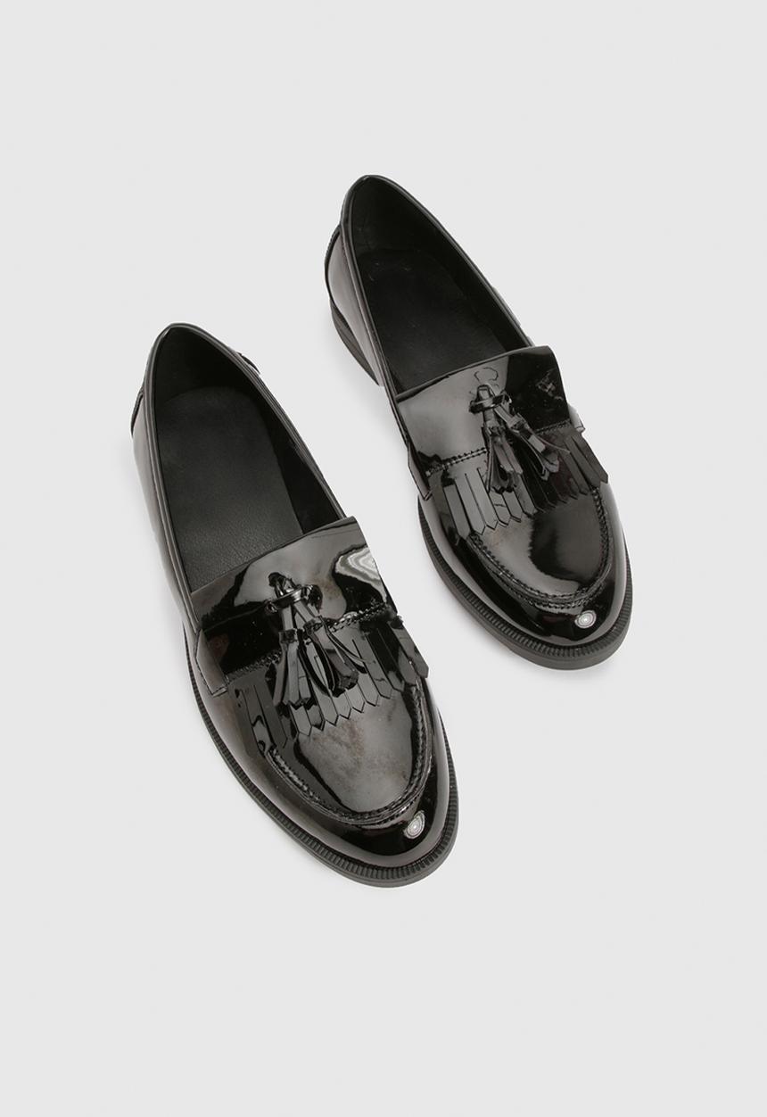 boohoo - Patent tassel loafers - black