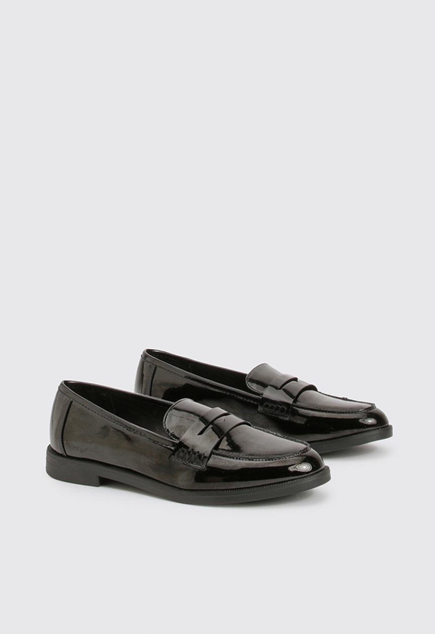 boohoo - Patent loafer flats - black