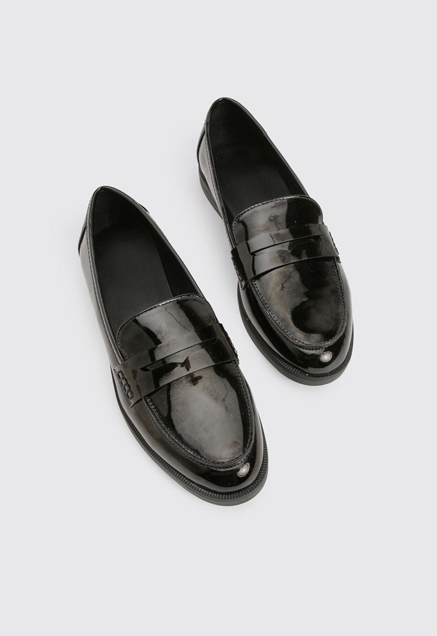 boohoo - Patent loafer flats - black