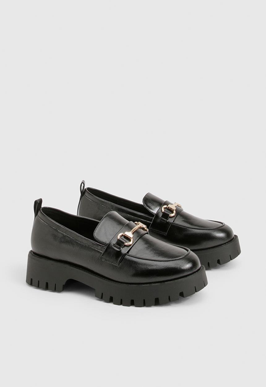 boohoo - Wide fit chunky crinkle loafers - black