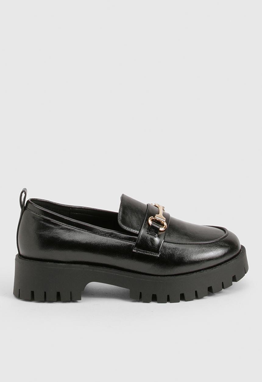 boohoo - Wide fit chunky crinkle loafers - black