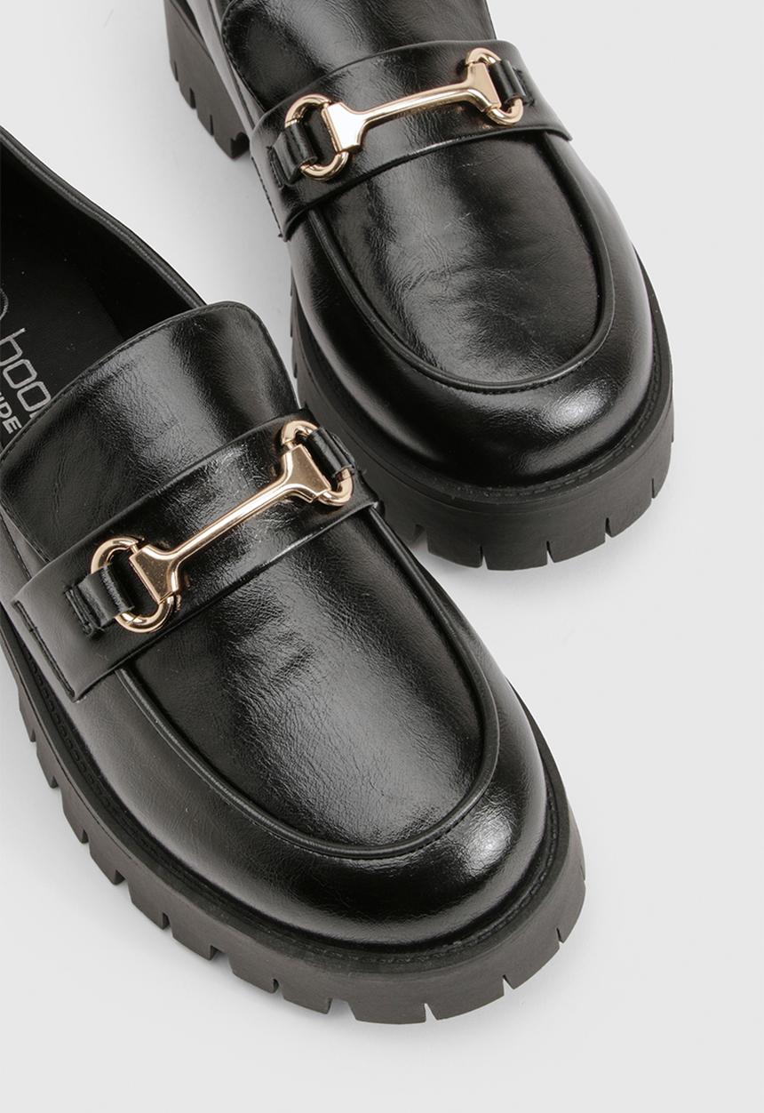 boohoo - Wide fit chunky crinkle loafers - black