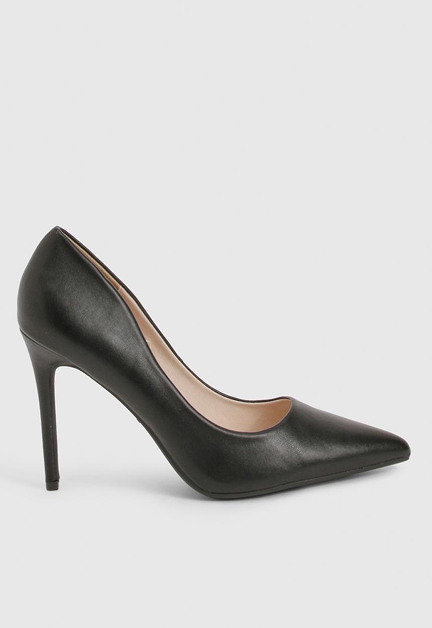 boohoo - Faux leather stiletto court heels - black