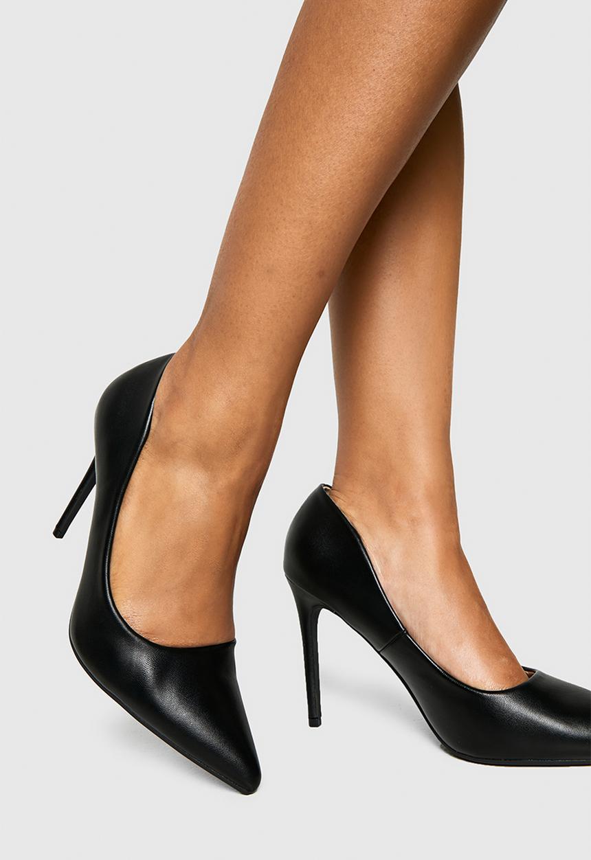 boohoo - Faux leather stiletto court heels - black