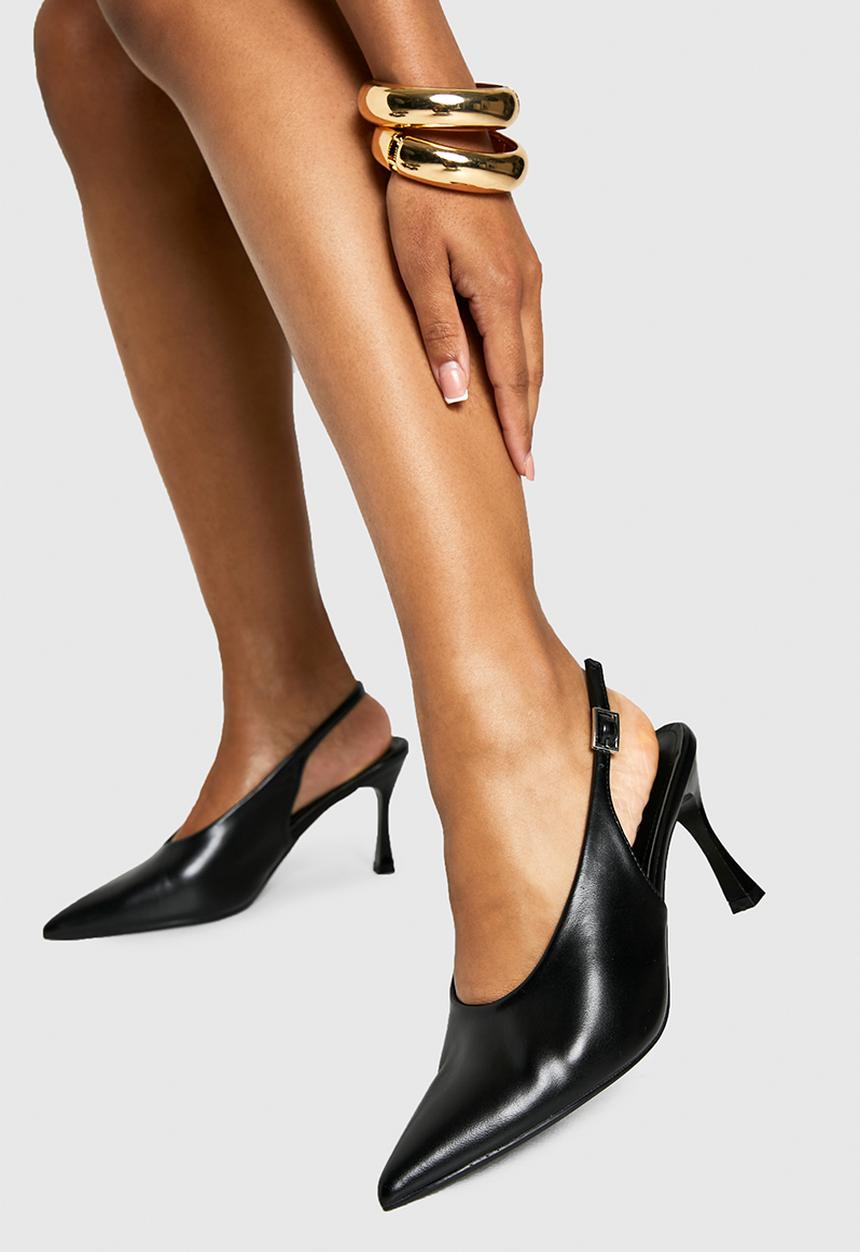boohoo - Mid stiletto slingback court shoes - black