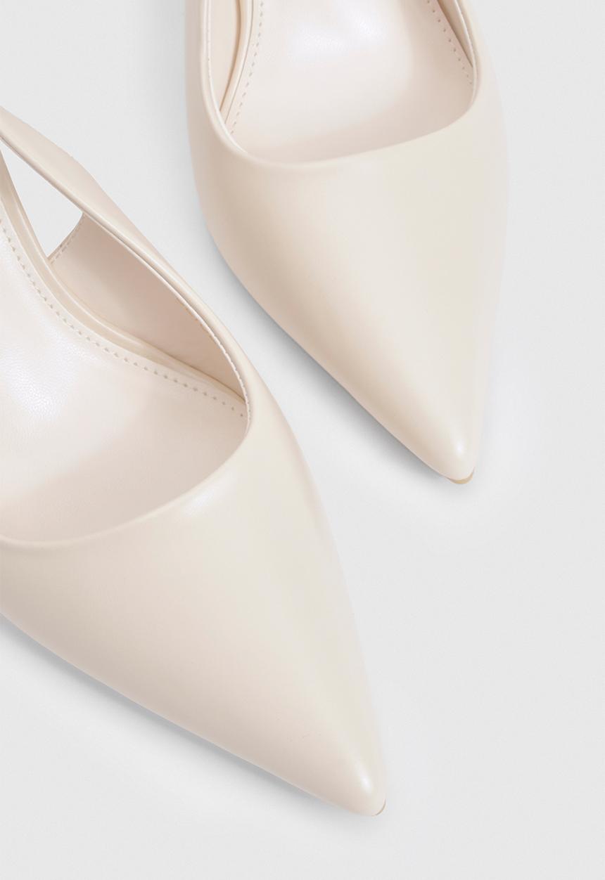boohoo - Slingback pointed stiletto court heels - ecru