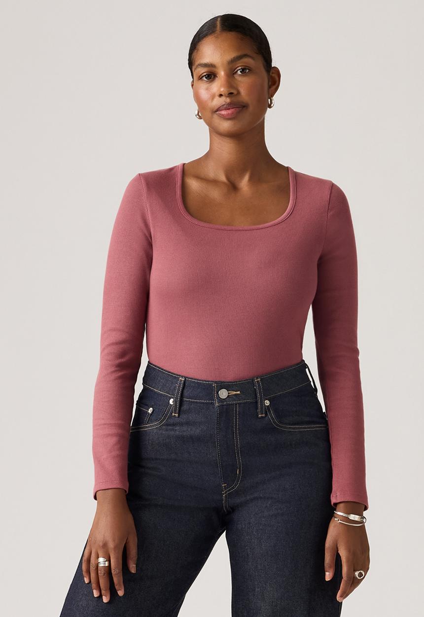 Levi’s® - Essential sqrd neck long sleeve - garment dye fa rushed berry rib