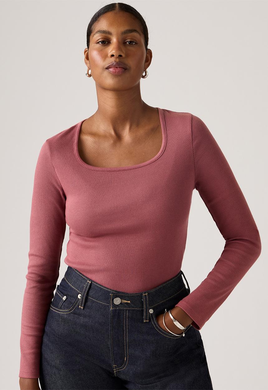 Levi’s® - Essential sqrd neck long sleeve - garment dye fa rushed berry rib
