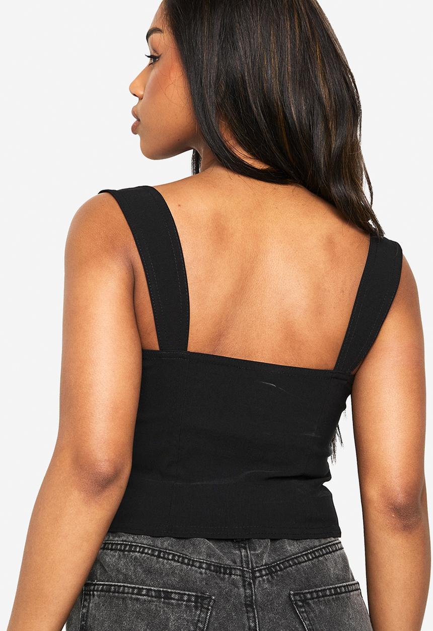 boohoo - Bengaline cup detail corset top - black