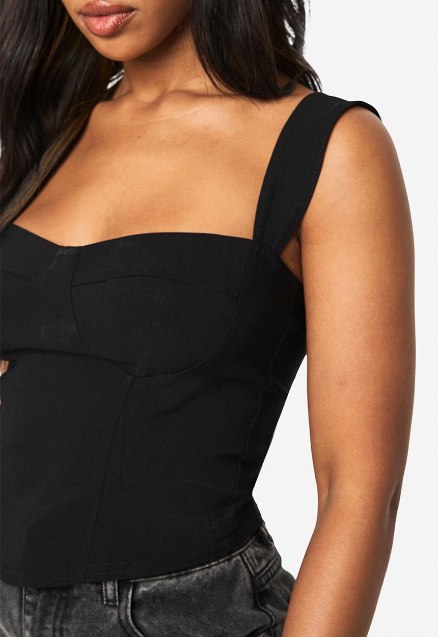 boohoo - Bengaline cup detail corset top - black