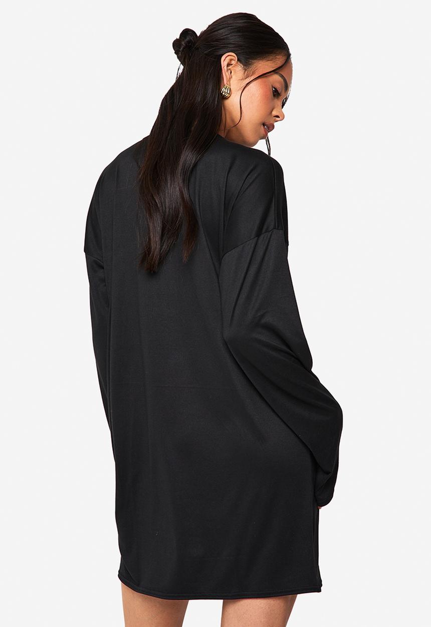 boohoo - Oversized t shirt dress - black