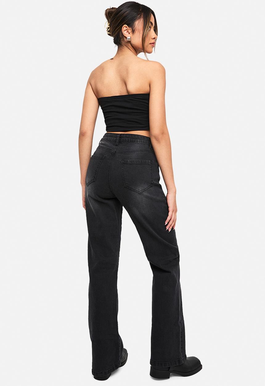 boohoo - Belted western detail denim jean - washed black