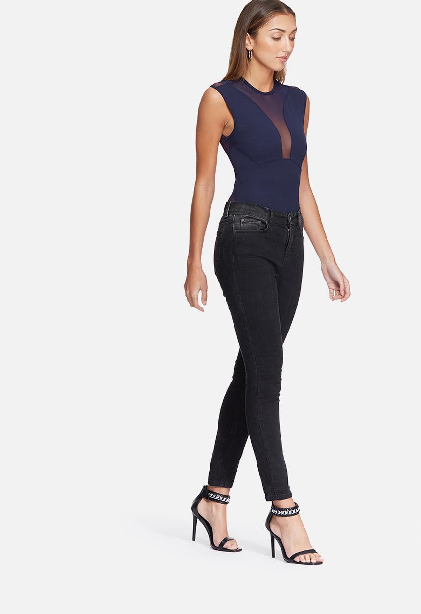 dailyfriday - Crepe bodysuit with mesh insets