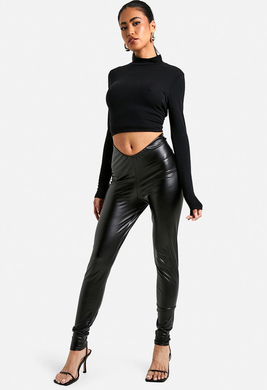 boohoo - Pu ruched bum legging - true black