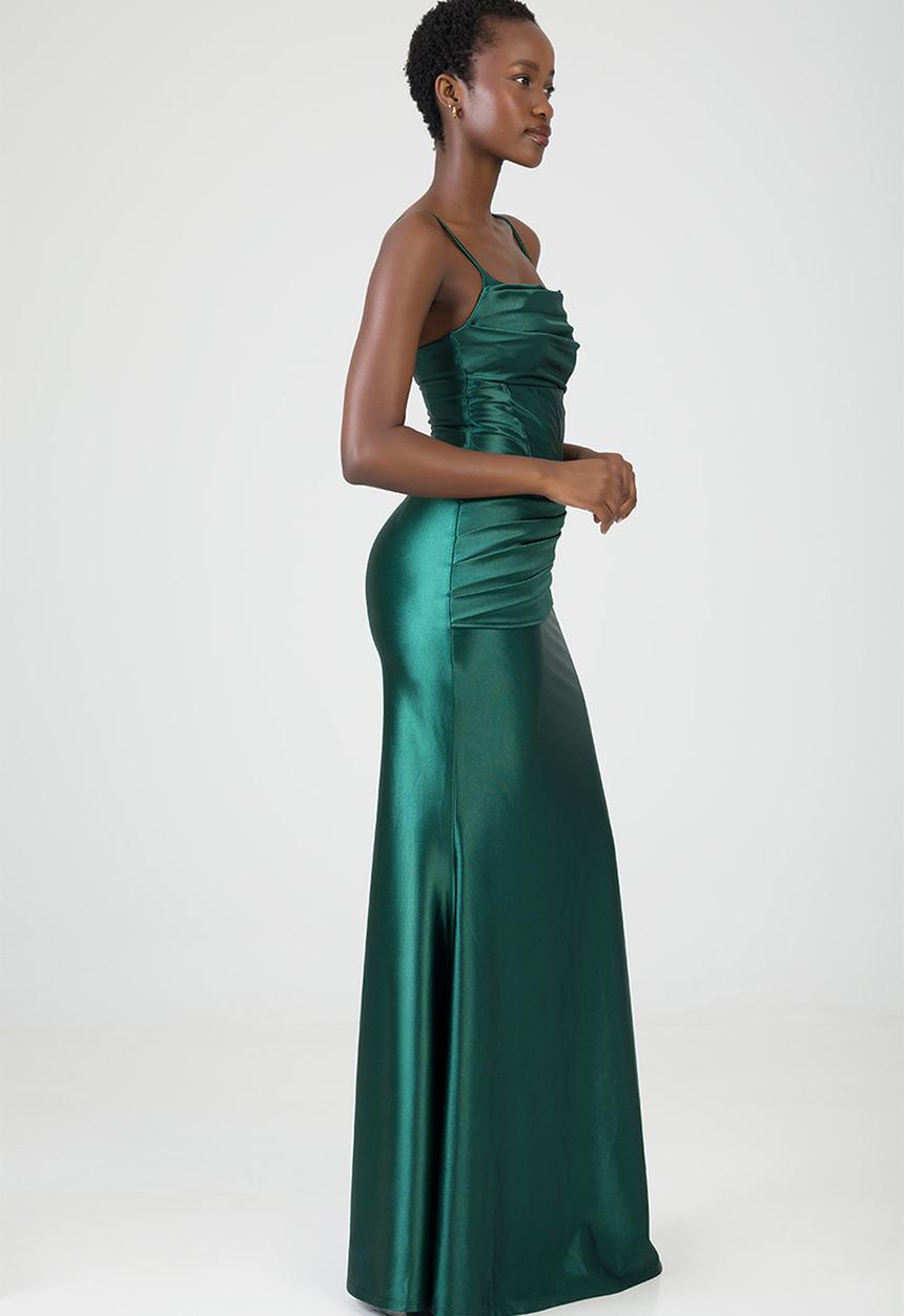 SISSY BOY - Free Fall: Maxi Dress With Corset Details And Pleats - Bottle Green