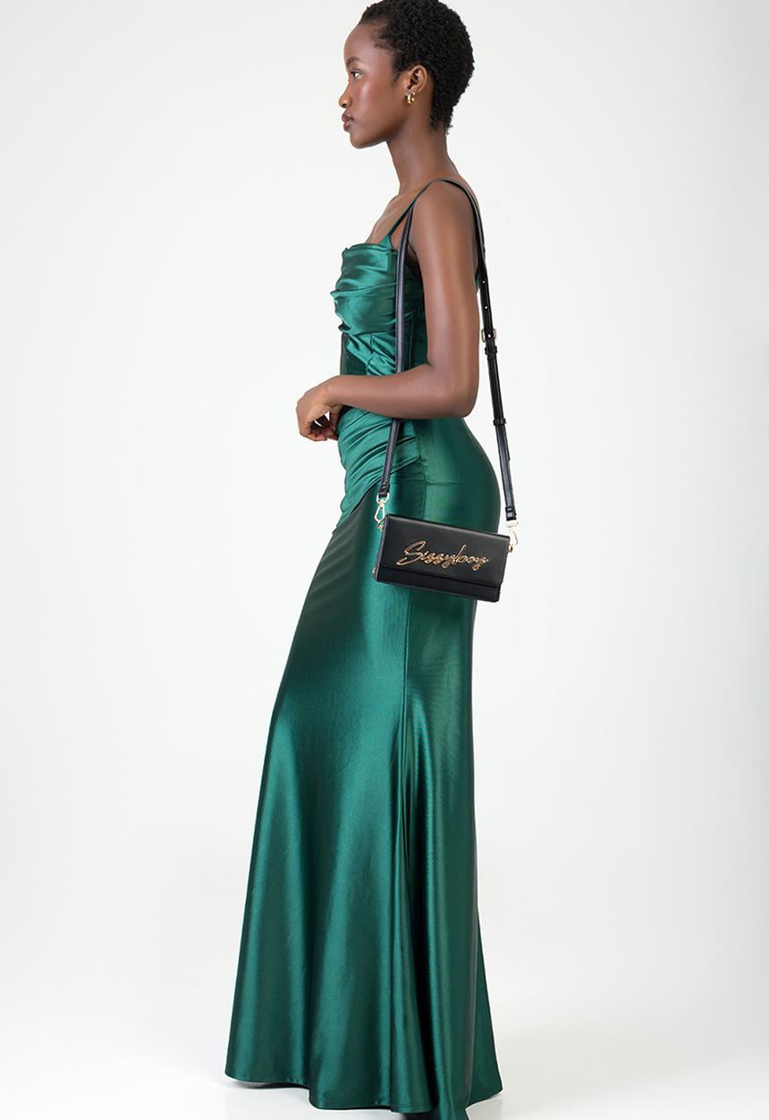 SISSY BOY - Free Fall: Maxi Dress With Corset Details And Pleats - Bottle Green